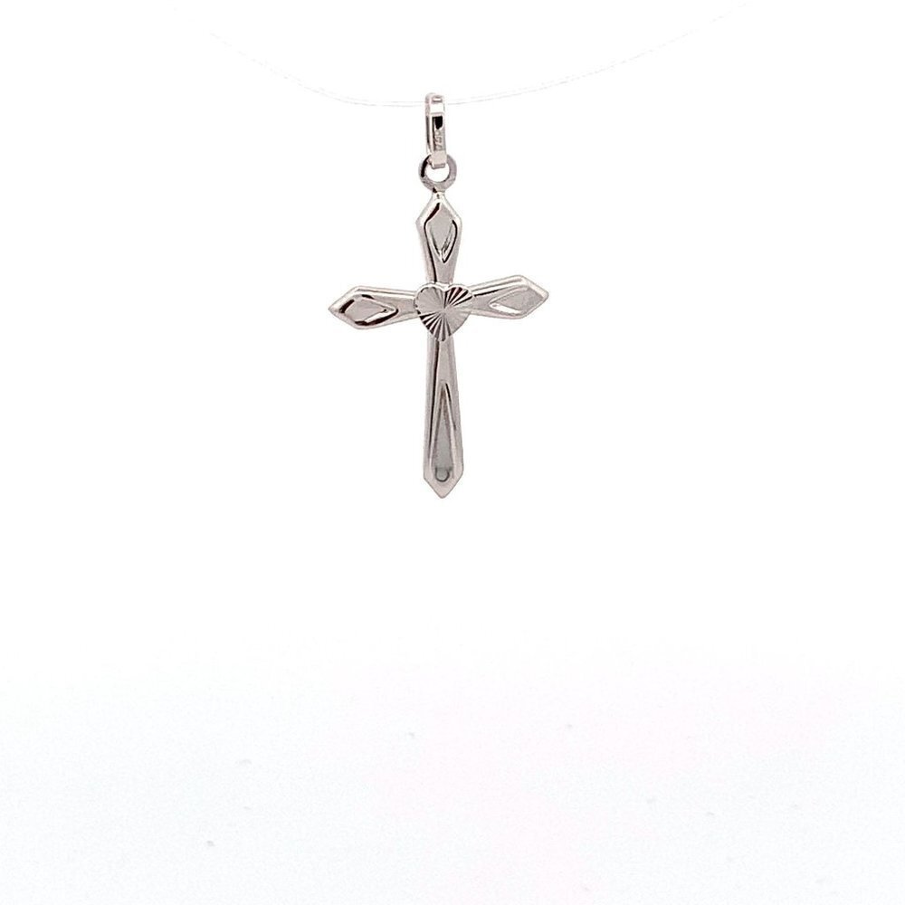 18K White Gold Pendant Cross Religious Small 0.88 grams with Defects